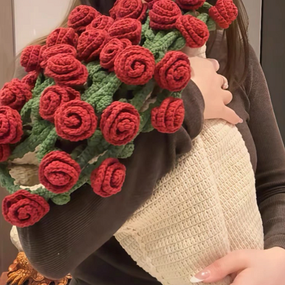 Coperta all'Uncinetto Fatto a Mano con Bouquet di Fiori